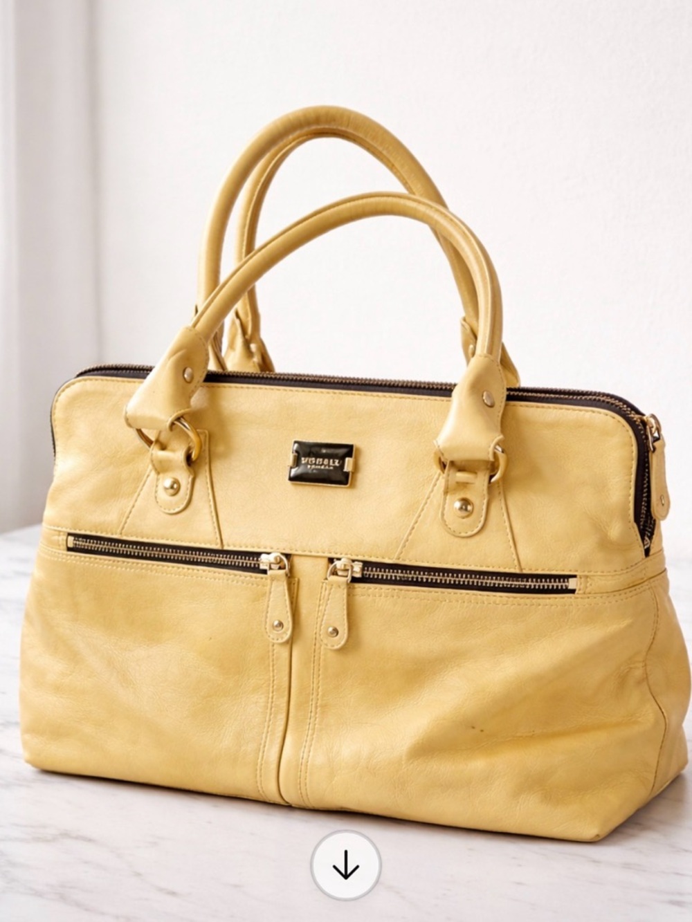 Yellow Leather Satchel Bag with Dual Handles